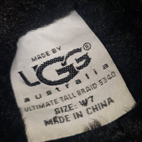 UGG 5340 Ultimate Tall Braid Black Shearling Boots Women's Sz 7 - Picture 6 of 7
